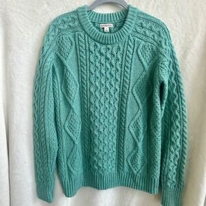 Merona Mint Cable Knit Sweater Size Small Silver Metallic Thread